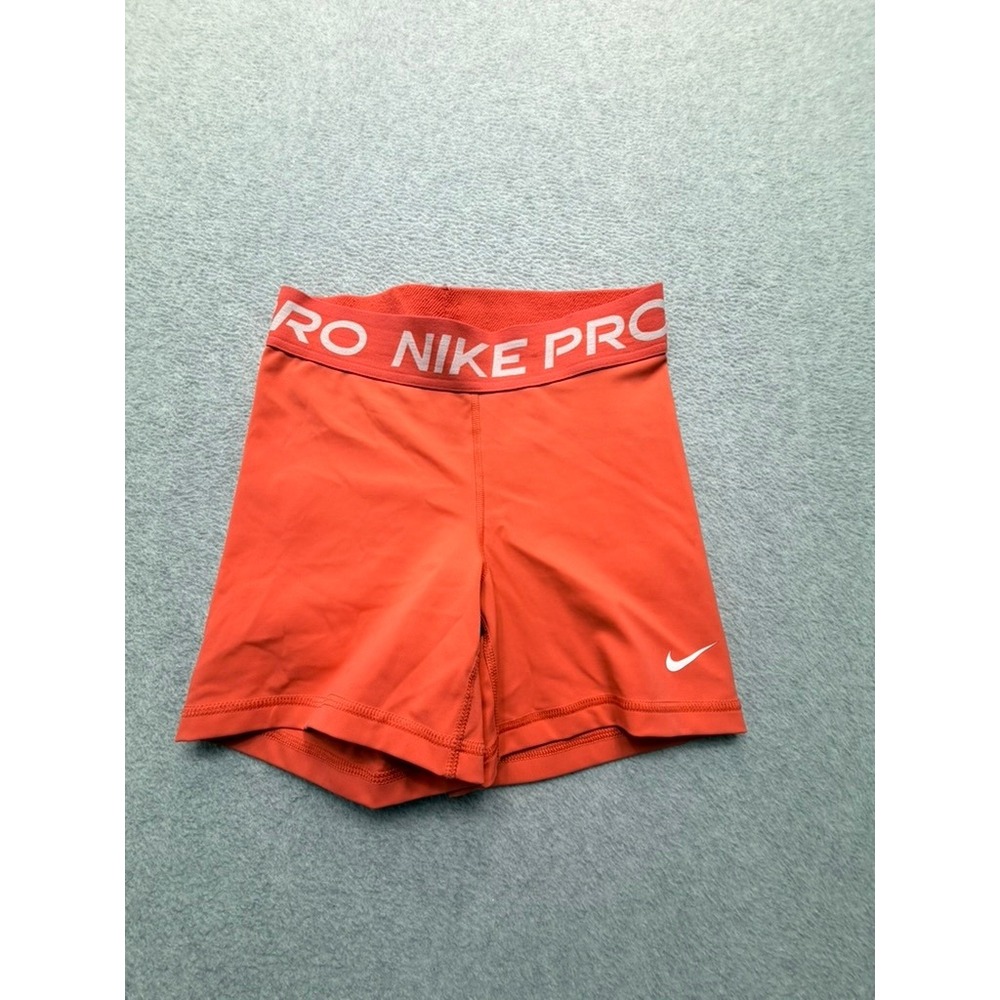 Nike Pro Dri-FIT Girls Compression Shorts Orange Size Small Activewear Gym